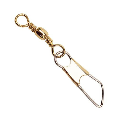Brass Barrel Swivel w-Safety Snap - Size 12 (Per 7)