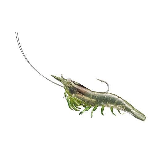 Rigged Shrimp Soft Plastic - Saltwater, 3", #1-0 Hook, Variable Depth, Grass Shrimp, Per 4