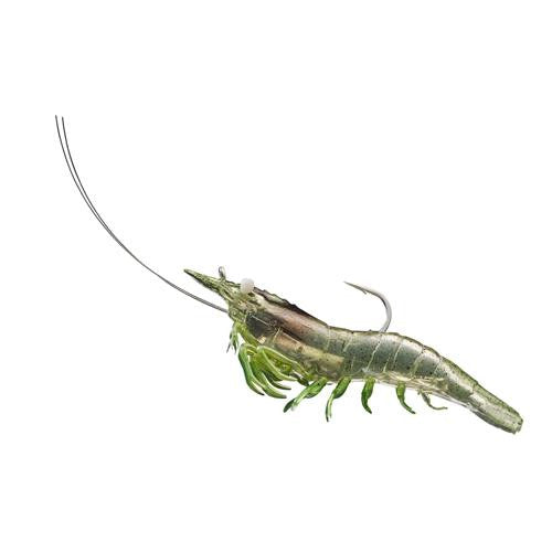 Rigged Shrimp Soft Plastic - Saltwater, 4", #2-0 Hook, Variable Depth, Grass Shrimp, Per 4