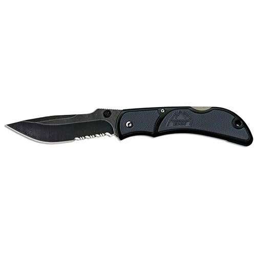 Medium Chasm Folding Knife - 3.3" Black Stonewash Combo Blade, Coyote Gray Zytel Handle, Boxed