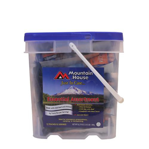 Buckets and Kits - Just in Case, Essential Assortment Bucket, 12 Pouches, 32 Servings