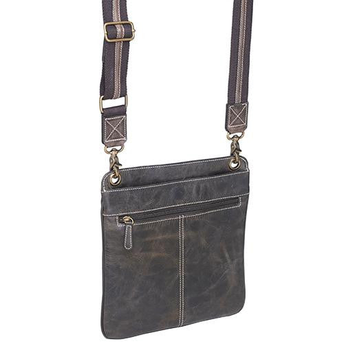 Buffalo Leather - Crossbody Flat Sac, Vintage Brown Distress