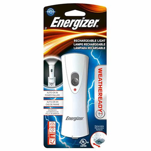 Energizer Weatheready Rechargeable LED Light - LED White Light, 8 Lumens Output, NiMH Rechargeable, White and Gray Color