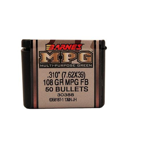 7.62x39mm Caliber Bullets - Multi-purpose Green (MPG), 108 Grain, Hollow Point Boat Tail, Per 50
