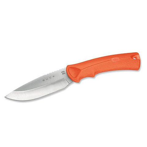 BuckLite MAX - Small 3 1-4" Plain Blade, Orange Textured Alcryn Rubber Handle. Boxed