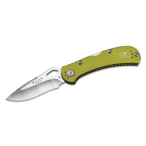 SpitFire - 3 1-4" Plain Blade, Green Aluminum Handle, Boxed