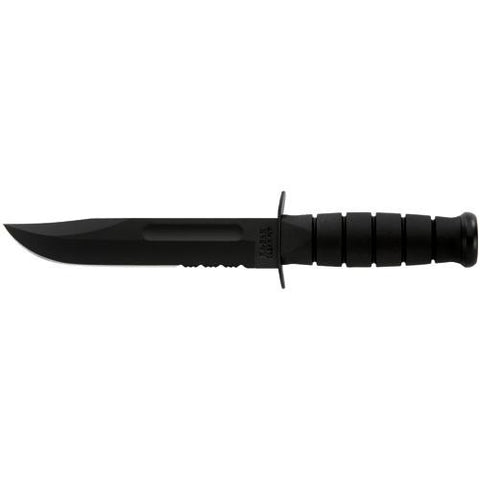 Fighting-Utility Knife, Black - 2" Serrated Edge, Leather Sheath