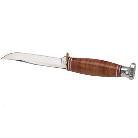 Stacked Leather Handled Hunter Knife - Deluxe Little Fin 7"