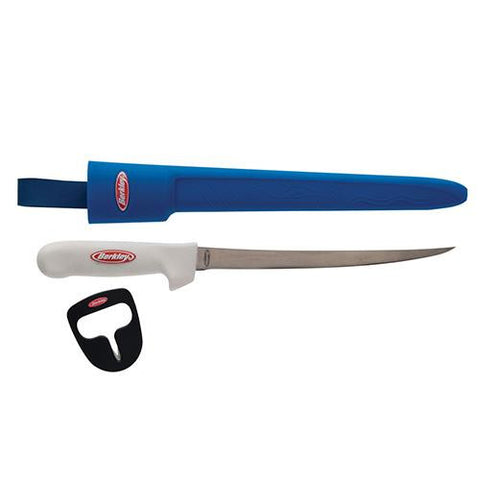 Fillet Knife - 9" Length with Safety Sheath and Sharpener, White