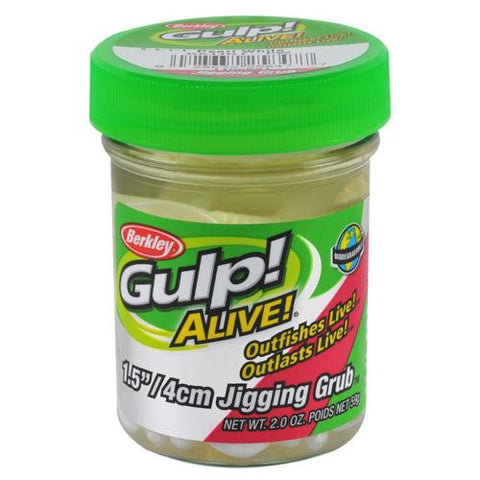 Gulp! Alive! Jigging Grub Soft Bait - 1 1-2" Length, Pearl White