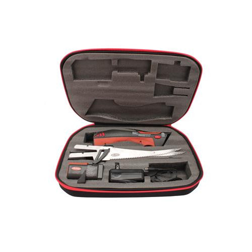 Fillet Knife - 7 1-2" Length Turboglide Cordless with Folding Board-Charger-Case, Red-Gray