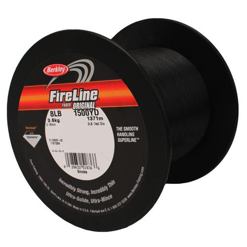 FireLine Fused Original Line Spool - 1500 Yards, 0.007" Diameter, 8 lb Breaking Strength, Smoke