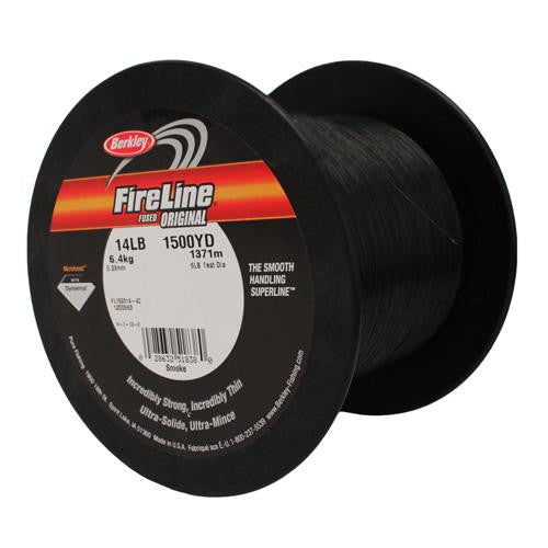 FireLine Fused Original Line Spool - 1500 Yards, 0.009" Diameter, 14 lb Breaking Strength, Smoke