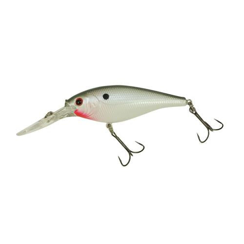 Flicker Shad Hard Bait - 2" Length, 9'-11' Swimming Depth, 2 Hooks, Pearl White, Per 1