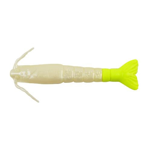 Gulp! Shrimp Soft Bait - 3" Length, Pearl White-Chartreuse, Per 6