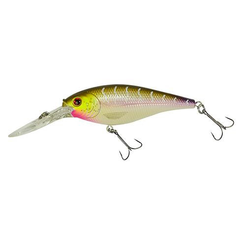 Flicker Shad Hard Bait - 2 1-4" Length, 10'-12' Swimming Depth, 2 Hooks, Purple Tiger, Per 1