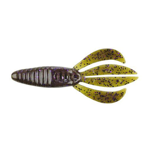 Havoc Pit Boss Soft Bait - 4" Length, Green Pumpkin Purple Fleck, Per 8