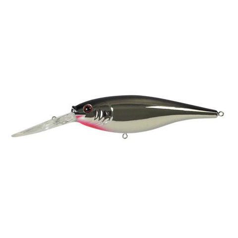 Flicker Shad Hard Bait - 3 1-2" Length, 11'-13' Swimming Depth, 2 Hooks, Black Silver Flash, Per 1