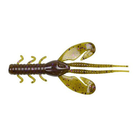 Havoc Rocket Craw Soft Bait - 4" Length, Green Pumpkin Purple Fleck, per 8