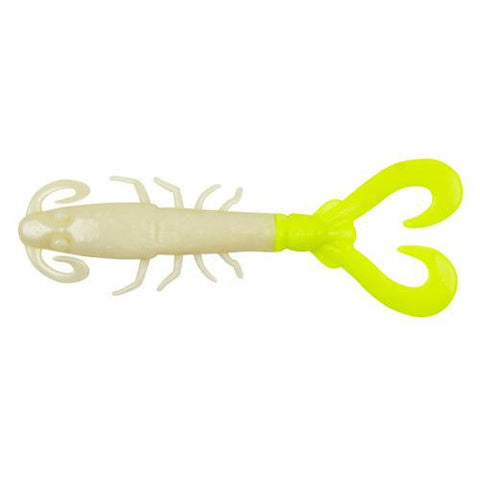 Gulp! Mantis Shrimp Soft Bait - 3" Length, Pearl White Chartreuse, Per 6