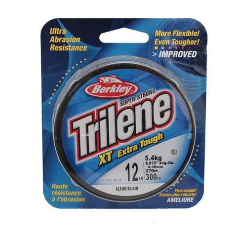 Trilene XT  Monofilament Line Spool - 300 Yards, 0.015" Diameter, 12 lb Breaking Strength, Clear