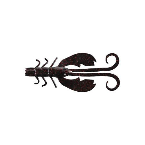 Powerbait Crazy Legs Chigger Craw, 4" - 4" Length, Black Red Fleck, Per 8