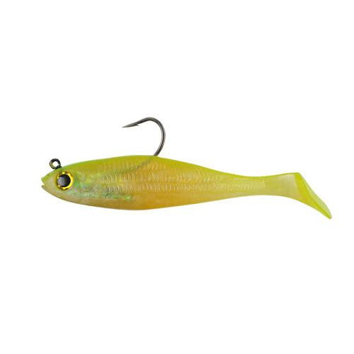 PowerBait Swim Shad Soft Bait - 3" Length, Shiner Chartreuse, Per 5