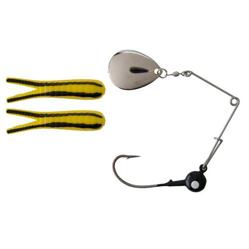 Beetle Spin Nickel Blade Hard Bait - 2" Length, Size 4 Hook, 1 Hook, Yellow-Black Spots, Per 2