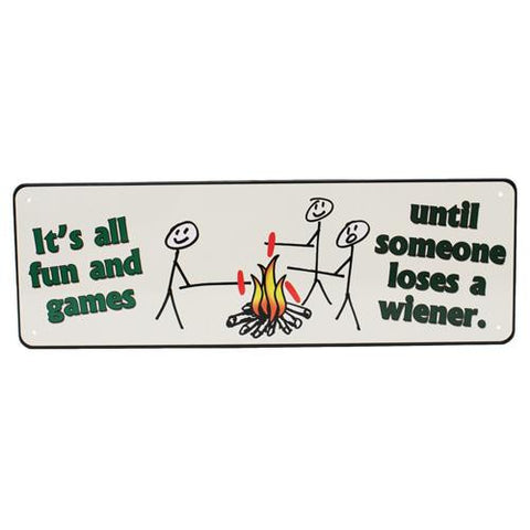 Tin Sign - It's All Fun And Games, Size 10 1-2" x 3 1-2"