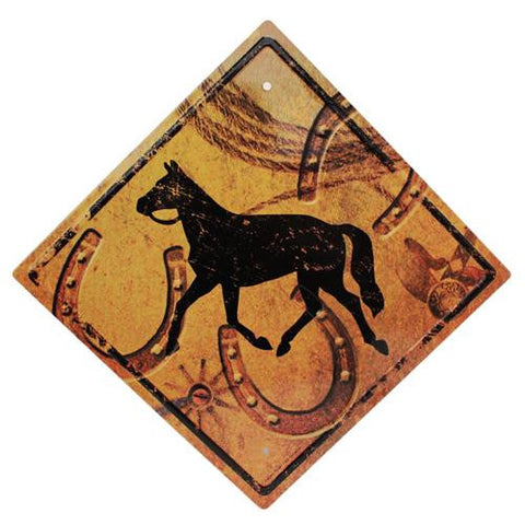 Tin Sign - Horse Crossing, Size 11 1-2" x 11 1-2"