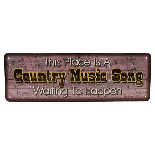 Tin Sign - Country Music Song, Size 10 1-2" x 3 1-2"