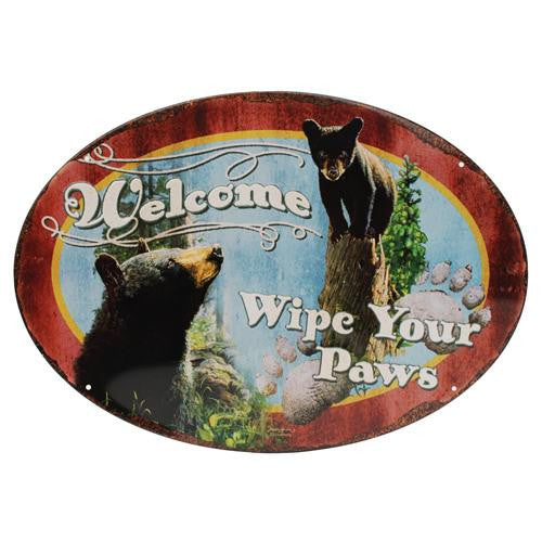 Tin Sign - Wipe Yer Paws, Size 12" x 17"