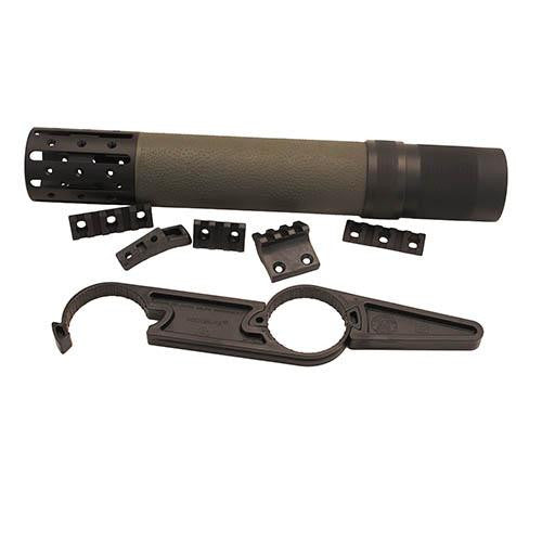 AR15 Rifle Long Free Float Forend w-Accessory OM - Olive Drab Green