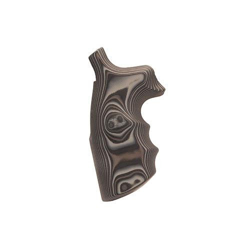 S&W N Frame Round Butt Grips - Convert Finger Grooves, Smooth G-10 G-Mascus Black-Gray