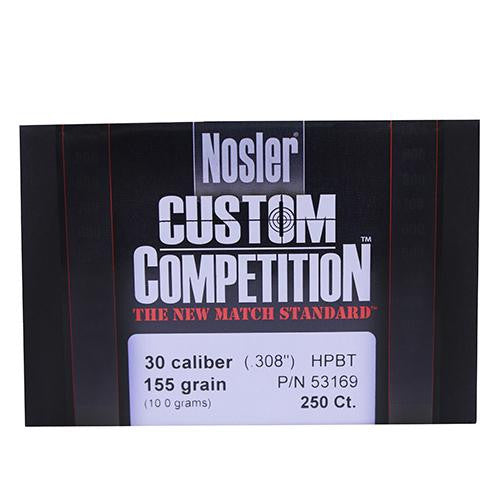 30 Caliber Bullets - Custom Competition, 155 Grains, Hollow Point Boat Tail, Per 250