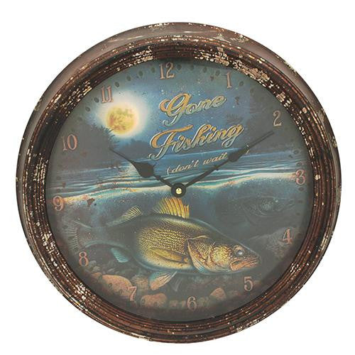 15" Metal Clock - Walleye