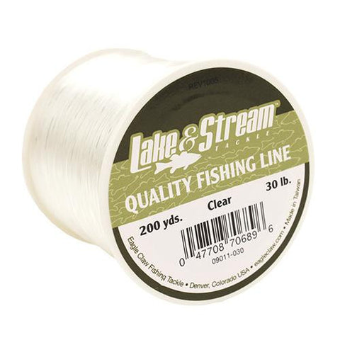 Lake & Stream Mono Line, Clear - 200 yds, 30 lbs