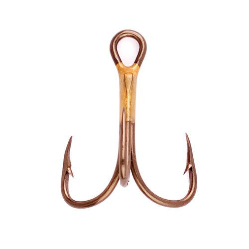 Lazer 2x Treble Reg Shank Curved Point Hook, Bronze - Size 1 (Per 5)