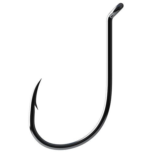 Lazer Octopus Long Shank Offset  Up Eye Hook, Platinum Black - Size 1-0 (Per 8)