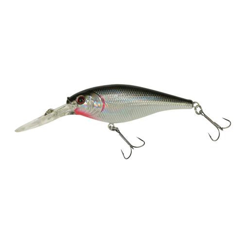 Flicker Shad Hard Bait - 3 1-2" Length, 11'-13' Swimming Depth, 2 Hooks, Black Silver, Per 1