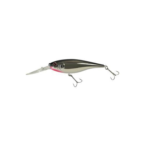 Flicker Shad Hard Bait - 2" Length, 9'-11' Swimming Depth, 2 Hooks, Black Silver Flash, Per 1