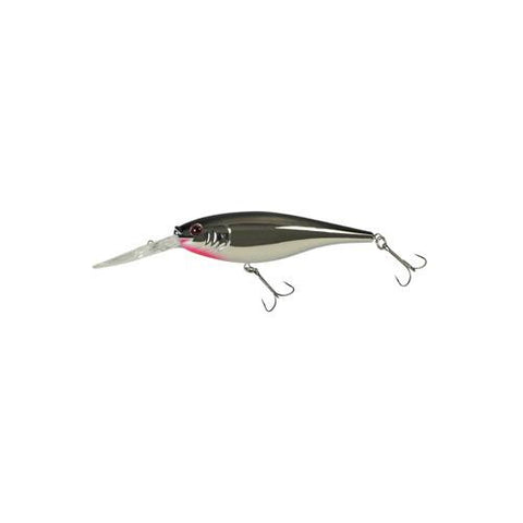 Flicker Shad Hard Bait - 2" Length, 9'-11' Swimming Depth, 2 Hooks, Black Silver Flash, Per 1