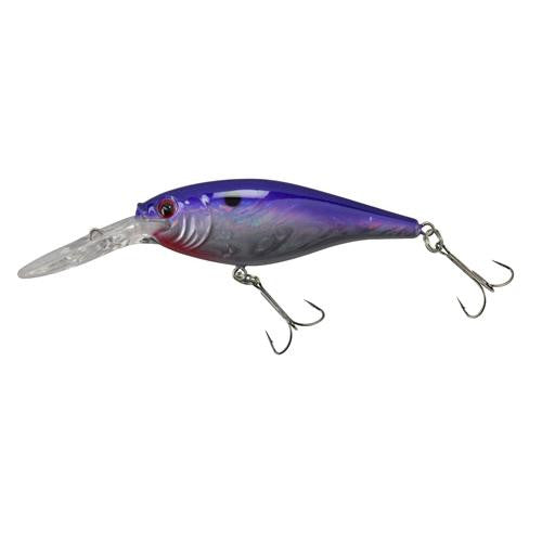 Flicker Shad Pro Slick Hard Bait - 2" Length, 9'-11' Swimming Depth:, 2 Hooks, Slick Purple Pearl, Per 1