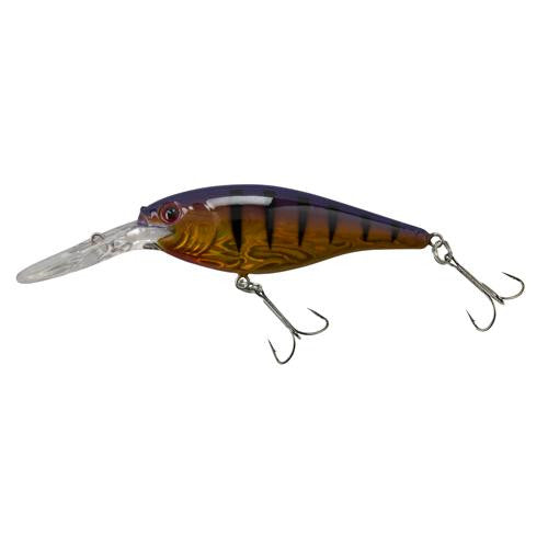 Flicker Shad Pro Slick Hard Bait - 2" Length, 9'-11' Swimming Depth:, 2 Hooks, Slick Purple Bengal, Per 1