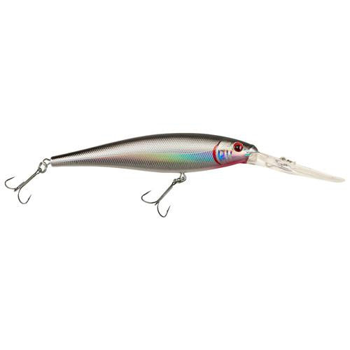 Flicker Minnow Hard Bait - 3" Length, 14'-17' Swimming Depth, 2 Hooks, Black Silver, Per 1