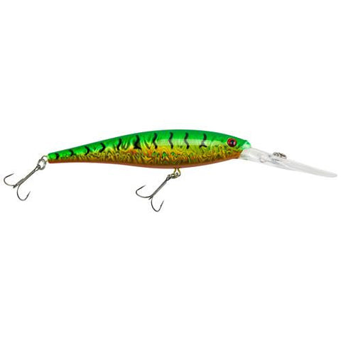 Flicker Minnow Pro Slick Hard Bait - 3" Length, 14'-17' Swimming Depth, 2 Hooks, Slick Firetiger, Per 1