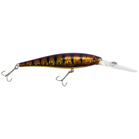 Flicker Minnow Pro Slick Hard Bait - 3" Length, 14'-17' Swimming Depth, 2 Hooks, Slick Purple Bengal, Per 1