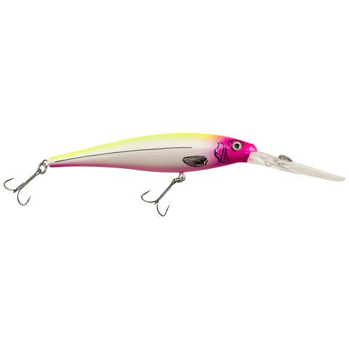 Flicker Minnow Hard Bait - 3 1-2" Length, 18'-23' Swimming Depth, 2 Hooks, Pink Lemonade, Per 1