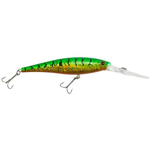 Flicker Minnow Pro Slick Hard Bait - 3 1-2" Length, 18'-23' Swimming Depth, 2 Hooks, Slick Firetiger, Per 1