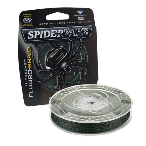 Ultracast Fluoro-Braid Superline Line Spool - 300 Yards, 0.010" Diameter, 20 lbs Breaking Strength, Moss Green